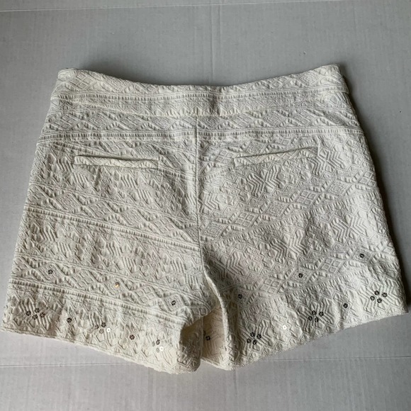 Elevenes Anthropologie White Sequin Lace Shorts Sz 8 - Picture 2 of 11